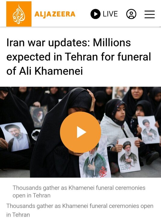 توجه رسانههای جهان به حضور میلیونی مردم ایران درمراسم تشییع رهبر شهید